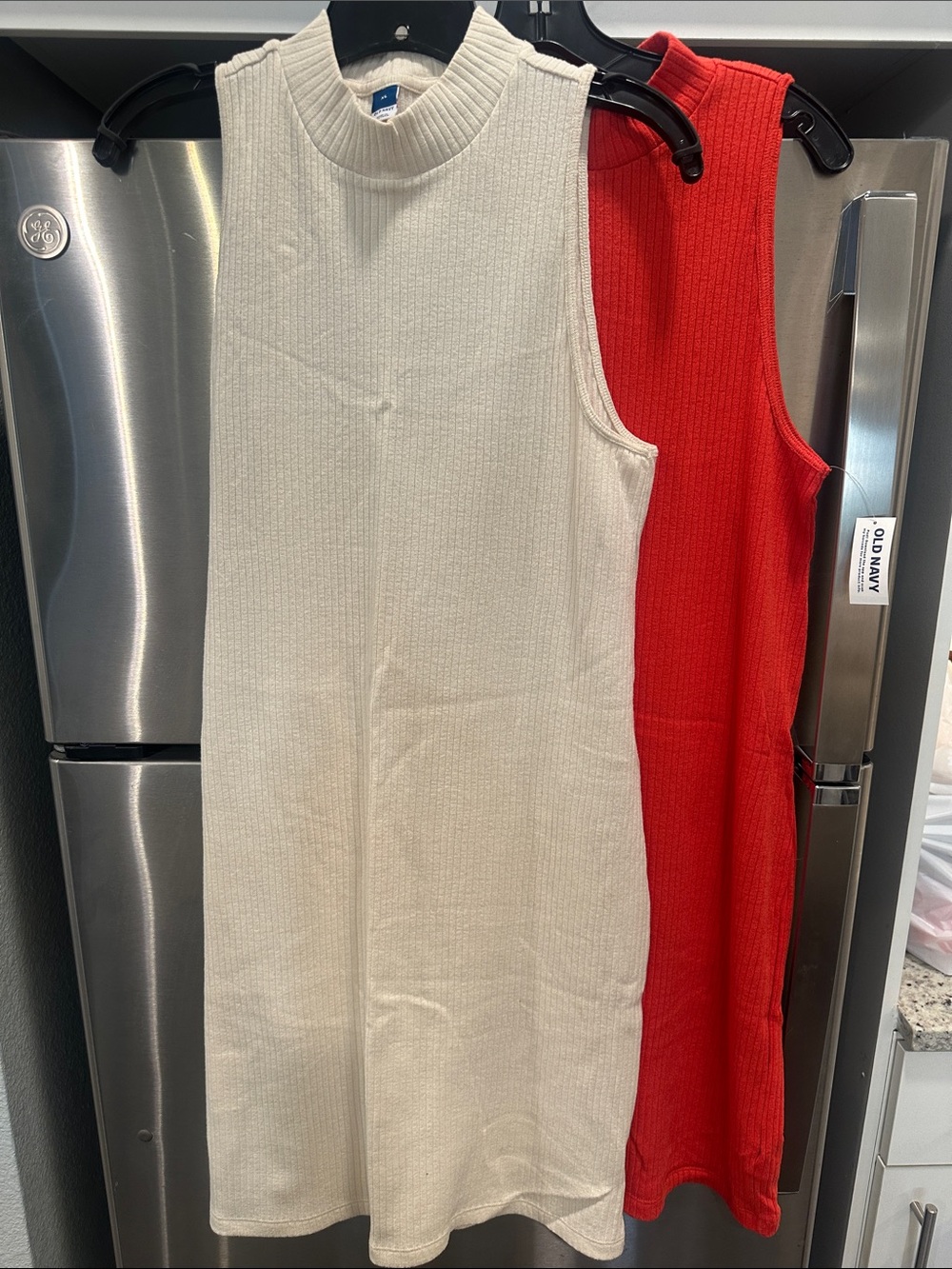 Old Navy Sleeveless Midi Dress in Cream and Red